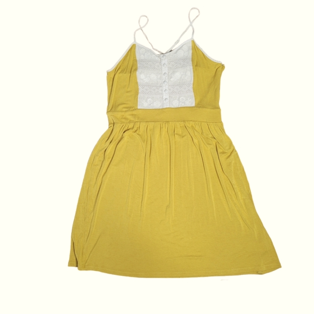 UO Kimchi Blue mustard yellow dress with white lace in size Large
